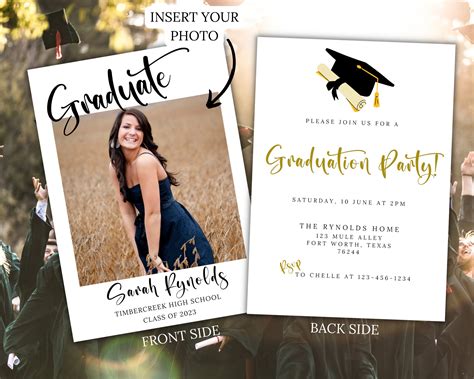 Graduation Invitation Template Photo Graduation Party Invitation High ...