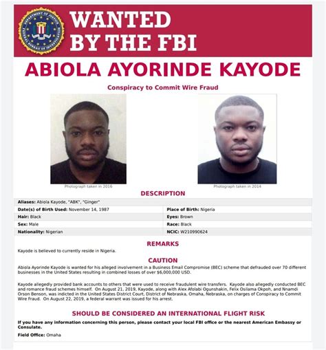 Photos Of Nigerian Fraudster On FBI Most Wanted List For 6 000 000 Scam