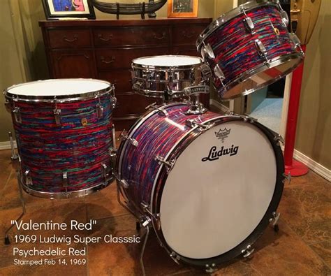 1969 Ludwig Super Classic Kit Psychedelic Red Best Drums Vintage