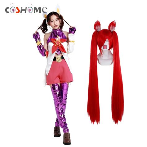 Coshome Lol Jinx Cosplay Costumes Red Wigs Women Magic Girl Tbelt