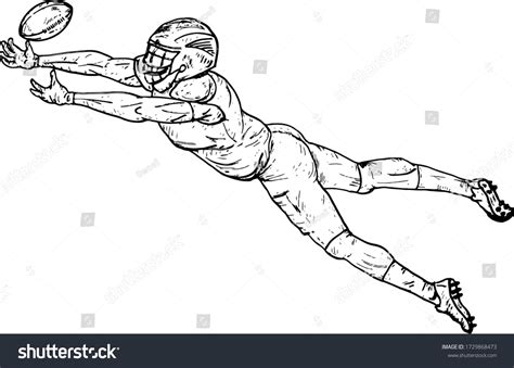 American Football Player Diving Catch Ball Stock Vector Royalty Free 1729868473 Shutterstock