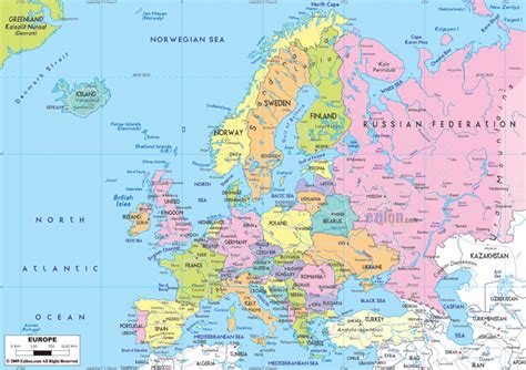 Maps Of Europe Regarding Printable Map Of Europe With Cities ...