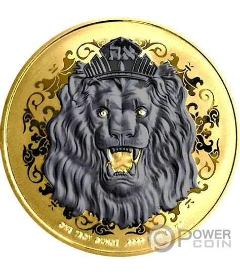 Roaring Lion Gilded Background Oz Silber M Nze Niue