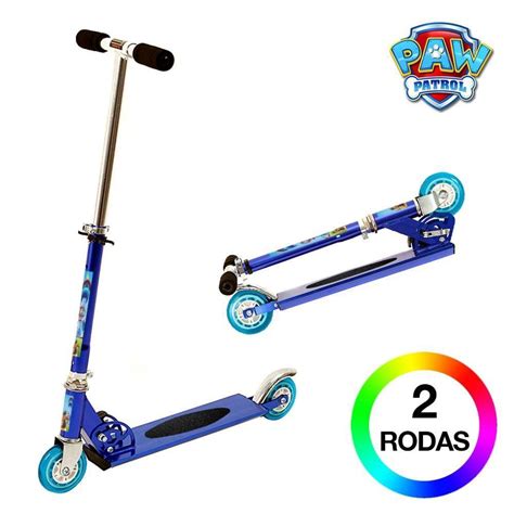 Patinete Patrulha Canina 2 Rodas Infantil Azul de Alumínio DM Radical