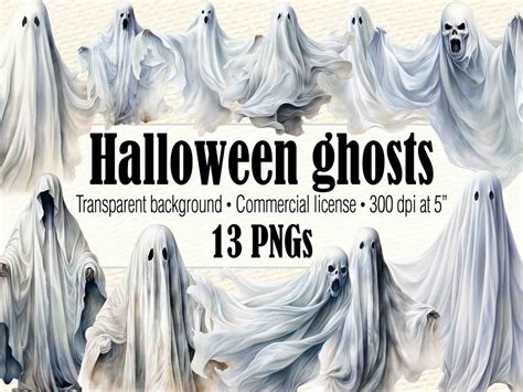 Halloween Ghost Clipart, Ghost Face PNG, Scary PNG, Halloween Graphics ...