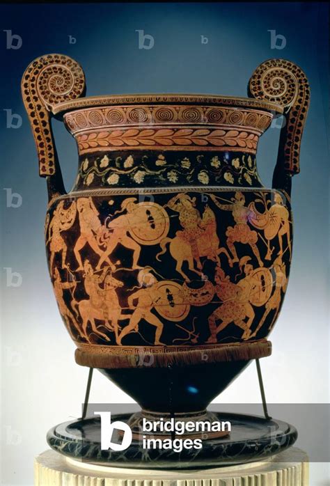 Image Of Red Figure Volute Krater Depicting The Battle Of The Greeks