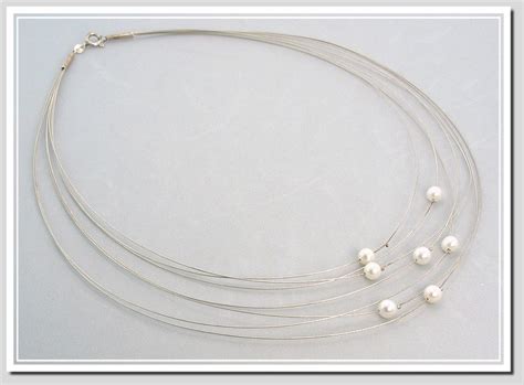 Seven Strand Silver Wire Necklace W5 6mm White Freshwater Cultured P