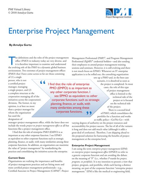 Pdf Enterprise Project Management