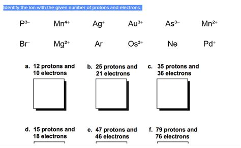 Solved Identify the ion with the given number of protons and | Chegg.com