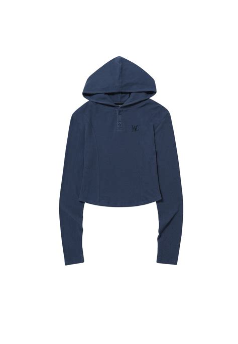 WOOALONG 우알롱 실시간 인기 스타일 기모 Slim soft warmer hood T shirt NAVY