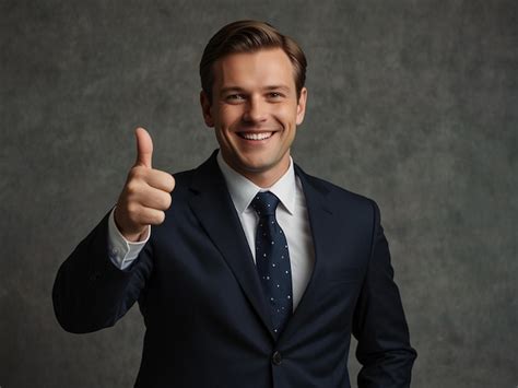 A Man In A Suit Giving A Thumbs Up Sign Premium Ai Generated Image