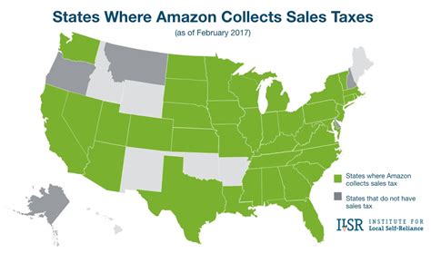 States Where Amazon Collects Sales Tax Map Institute For Local Self Reliance