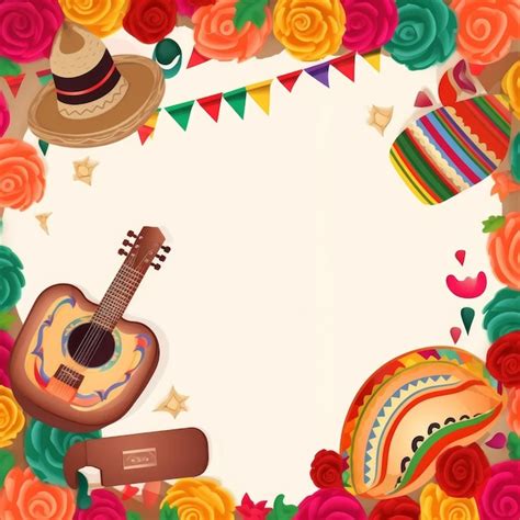 Fondo fiesta mexicana Ilustración AI GenerativexA Foto Premium