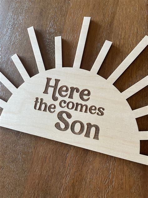 Here Comes The Son Wooden Sign Here Comes The Son Decor Baby Shower