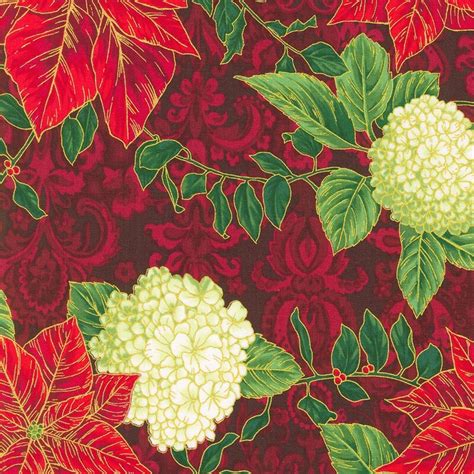 Robert Kaufman Holiday Flourish Snow Flower Red