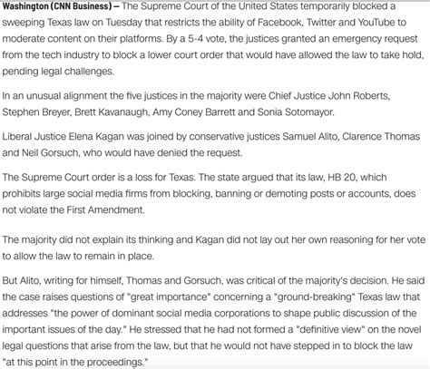 Supreme Court Temporarily Blocks Texass Social Media Moderation Law