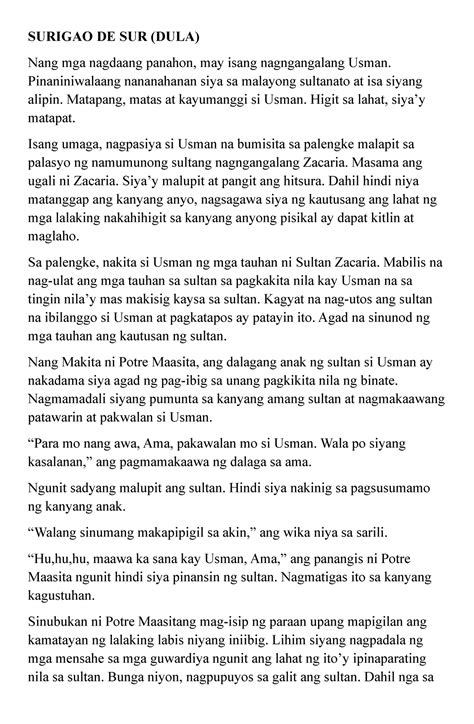 Surigao DE SUR TULA AT DULA SURIGAO DE SUR DULA Nang Mga Nagdaang