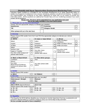 Fillable Online Vhscotland Org VHS Diversity And Equal Opportunities