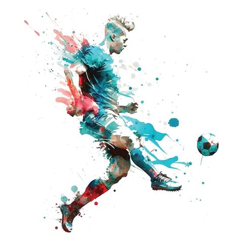 Pintura de acuarela de un hombre jugando al fútbol soccer Vector Premium