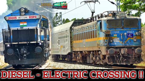 Crossing Trains Diesel Electric Rameswaram Special Car Carrier