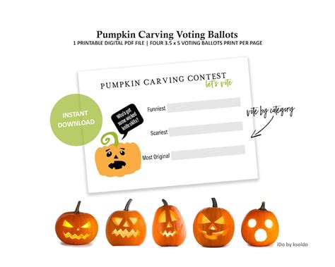 Pumpkin Carving Voting Ballots By Category Halloween Pumpkin Etsy