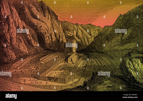 Tabernáculo y el campamento de Israel en el desierto el Éxodo Grabado