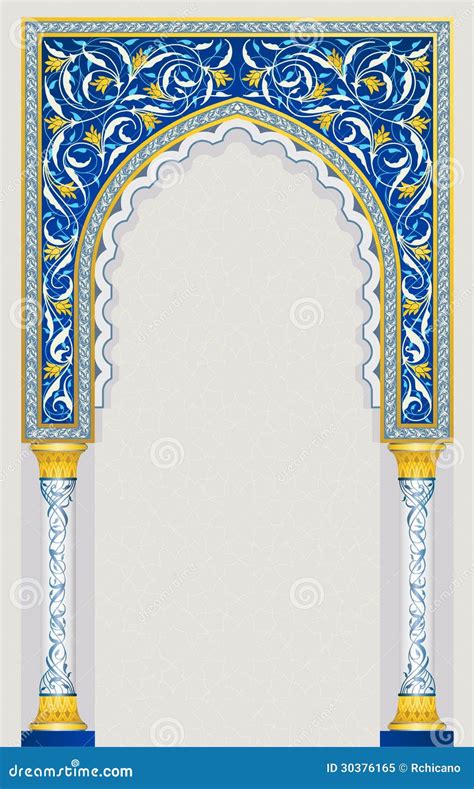 Islamic Arch Design In Classic Blue Color Stock Vector Image 30376165