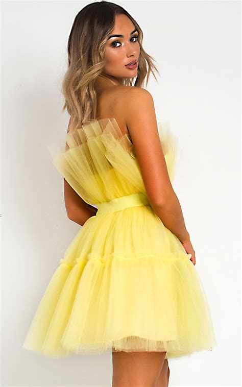 Aynsley Tulle Mini Dress In Yellow Ikrush