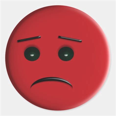 Red Frowny Face Classic Round Sticker | Zazzle