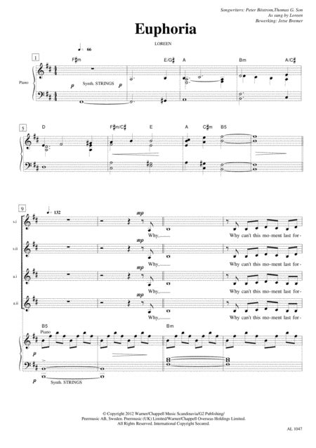 Euphoria Sheet Music Loreen Ssaa Choir