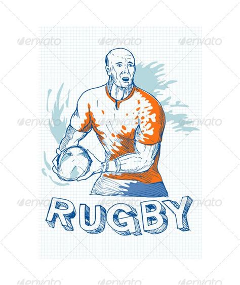 Rugby Player Running Passing Ball Sketch | Sketches, Vector graphics ...