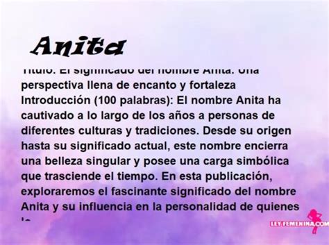 qué significa el nombre de anita CONADEIP