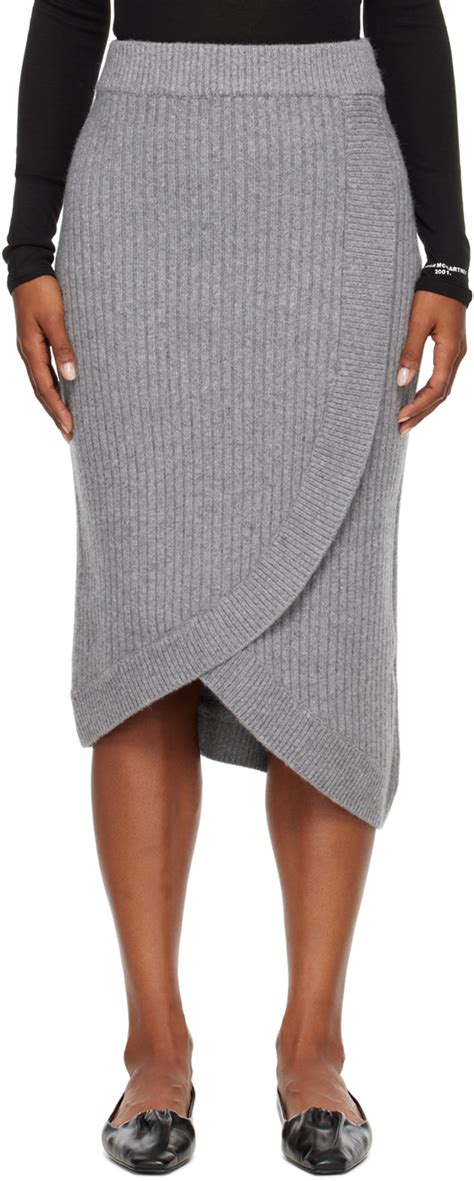 LVIR Gray Unbalanced Midi Skirt SSENSE