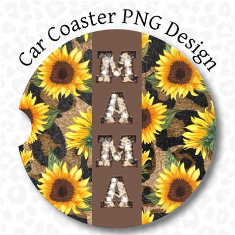 Mom Car Coaster PNG Mama Leopard Print Car Coaster Etsy