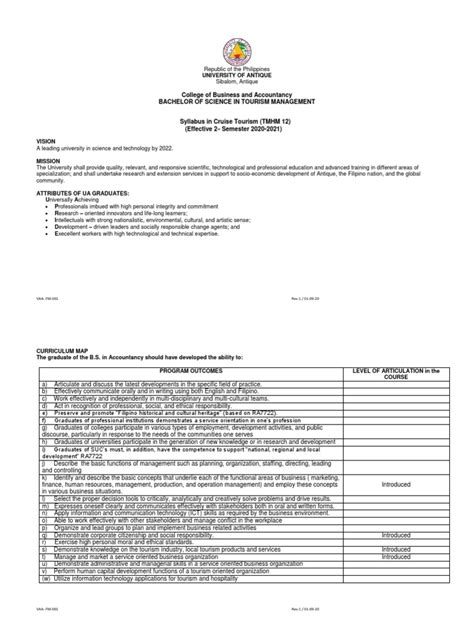 Syllabus Tmhm12 Cruise Tourism Pdf Corporate Social