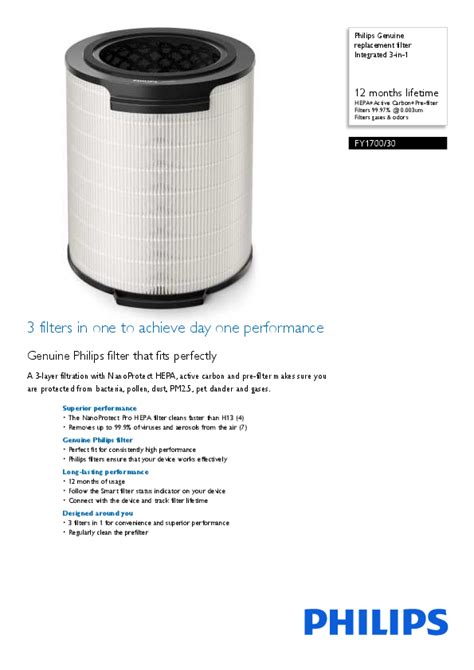 Philips Fy Quick Guide Integrated In Air Filter For