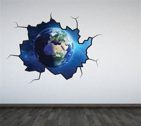 Planet Earth Wall Decal Outer Space Sticker Mural Outer Space Etsy Wall Decals Wall