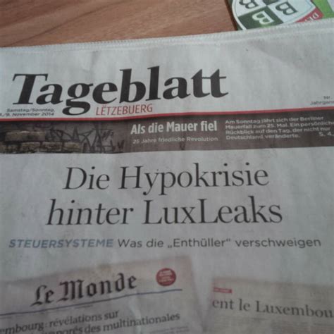 Hypo Hinter LuxLeaks Cover Einer Luxemburger Tageszeitung Gesehen