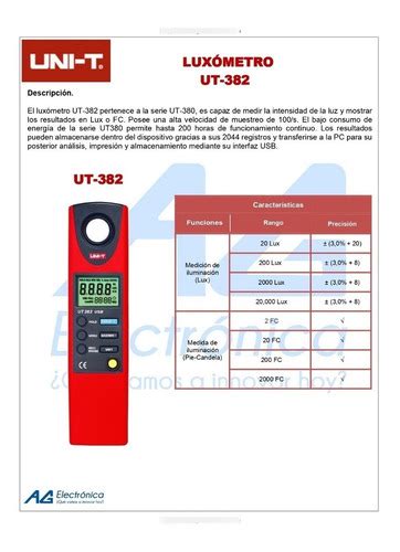 Luxometro Digital Uni T Ut Ag Electronica Sapi De Cv