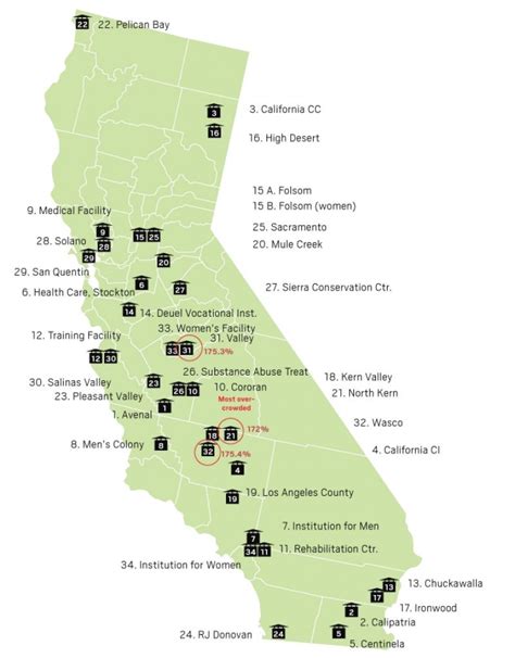 California Prisons Map Gallery California State Prisons Map Usa Map