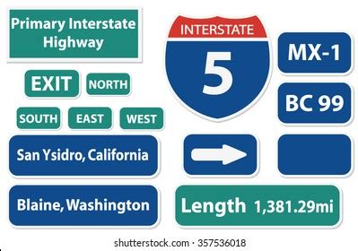 California Highway Signs Pack Stock Vector (Royalty Free) 357536018 ...