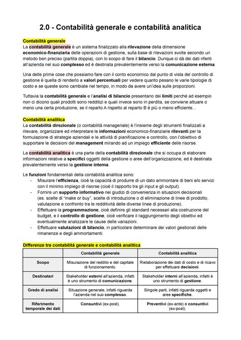 Contabilit Generale E Contabilit Analitica Contabilit