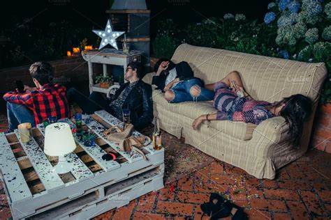 Young Drunk Woman Sitting In The Sofa On A Party Featuring Young Woman And High Quality