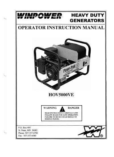 HOV5000-VE Operators Manual & Parts List - Winco Generators