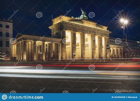 Beautiful Night View of the Brandenburg Gate with a Long Exposure of Car Lights I Stock Photo ...