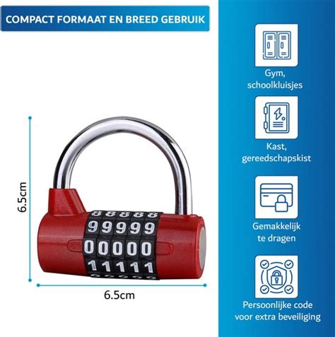 Hangslot Cijferslot Hangcijferslot Met Cijfercode Mm Rood Bol