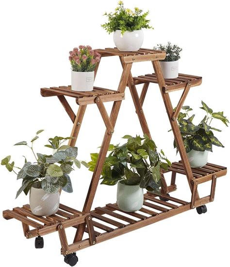 Vbsqlarge Triangle Wooden Shelf Plant Stand Coner Rack Flower Indoor Outdoor Plant Stands Plant