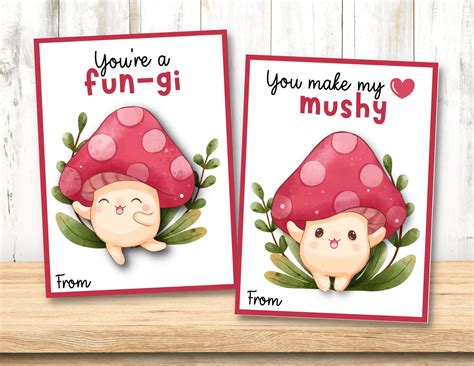 Mushroom Valentine Printable Pdf Valentines Cards Cards