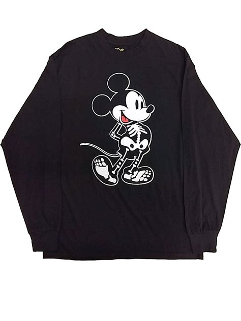 Disney Boys Black Mickey Mouse Halloween Long Sleeve T-Shirt Skeleton ...