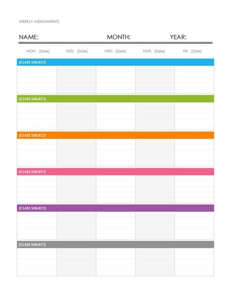 Printable Calendar Planning Template